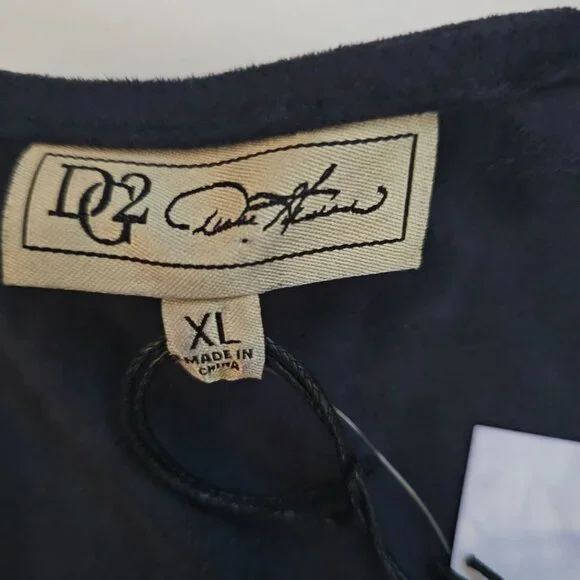 DG2 By Diane Gilman Women's Black Fringed Trim Open Front Cardigan Size XL NWT - Picture 7 of 13